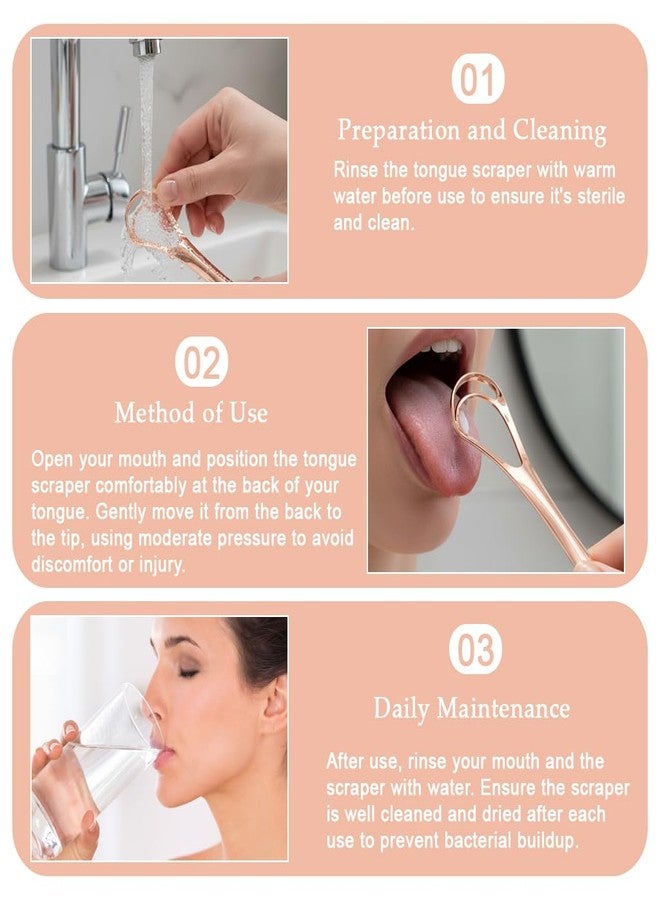 ZIBUYU® Rose Gold Tongue Cleaner for Adults - 2 Pack Stainless Steel Tongue Scraper with Metal Box, Double Layer Design for Effective Bad Breath Removal, 100% BPA-Free - Image 4